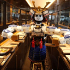 Un robot sirve los menús en un restaurante de comida japonesa en Bangkok en plena tercera ola. NARONG SANGNAK
