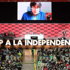 Intervención telemática de Carles Puigdemont durante la Asamblea de la ANC. JAUME SELLART