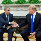 El presidente estadounidense  Donald Trump recibe al presidente de Colombia  Ivan Duque. EFE  Michael Reynolds.