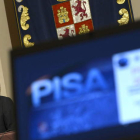 El consejero de Educación, Juan José Mateos, ayer, durante la valoración del Informe Pisa 2012.