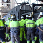 Trabajadores de la cementera Cosmos en Toral de los Vados.