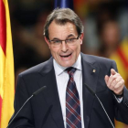 Artur Mas, durante el primer mitin de la campaña.