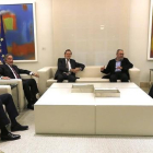 Antonio Garamendi, Juan Rosell, Cándido Méndez e Ignacio Fernández Toxo, durante una reunión en la Moncloa con Rajoy el pasado 4 de noviembre.