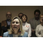 La diputada socialista en la Asamblea de Madrid Amparo Valcarce hoy, anunciando su candidatura a la Comunidad de Madrid tras el 'cese' de Tomás Gómez