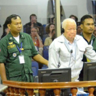 Khieu Samphan mientras esperaba el veredicto de culpabilidad.
