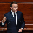 Macron, durante su discurso en Versalles.