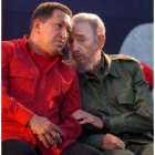 Los presidentes de Venezuela Hugo Chávez y de Cuba Fidel Castro