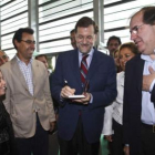 Martínez Maillo, presidente de la Diputación de Zamora, Rajoy y Herrera, ayer en Zamora.