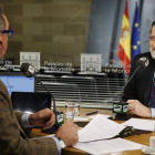 El presidente del Gobierno, Mariano Rajoy, durante la entrevista que ha ofrecido este lunes a Carlos Herrera.