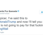 Tuit del expresidente de México Vicente Fox sobre el muro de Trump.