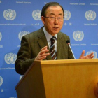 El secretario general de la ONU, Ban Ki-moon, en la rueda de prensa en la que ha anunciado la invitación a Irán.