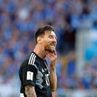 Messi reacciona durante el partido Argentina-Islandia del Mundial Rusia 2018