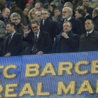 Florentino Pérez, en el palco del Camp Nou junto al presidente del Barcelona, Josep María Bartomeu.