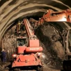 Obras de construcción del yacimiento de Cerredo, en la localidad asturiana de Degaña