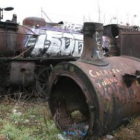 Locomotoras mineras oxidándose en La Placa.