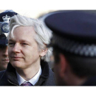 Julian Assange, el pasado febrero en los juzgados londinenses.