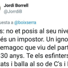Tuit de Jordi Borrell contra Miquel Iceta