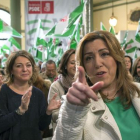 La secretaria general del PSOE andaluz y presidenta de la Junta, Susana Díaz, en un acto previo al Día de Andalucía hoy en Sevilla.