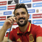 David Villa durante la rueda de prensa en su regreso, 38 meses después, a  La Roja . JUAN CARLOS HIDALGO