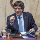 Carles Puigdemont, durante una reunión de la ejecutiva del Govern.