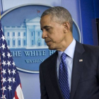 Obama abandona la rueda de prensa de esta tarde en la Casa Blanca, donde ha hablado de una posible intervención de su país en Irak.
