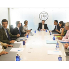 El líder del PP, Mariano Rajoy, al frente de una reciente reunión de su comité de dirección tras verse con Albert Rivera