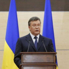 Viktor Yanukóvich, durante su comparecencia ante los medios, este martes en Rostov del Don.