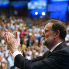 Mariano Rajoy tras su intervención en el congreso extraordinario que decidirá su sustituto al frente del partido. J. P. GANDUL