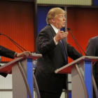 Marco Rubio, Donald Trump y Ted Cruz, en un momento del debate republicano, moderado por la Fox en Detroit.