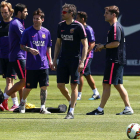 Luis Enrique junto a Leo Messi durante el entrenamiento que realizó la plantilla blaugrana.
