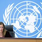 Stephanie Williams ayer, en la sede de la ONU en Ginebra. MARTIAL TREZZINI