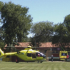 La aeronave aterrizó en el campo de fútbol. DL