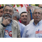 Méndez y Toxo, durante las manifestaciones convocadas en Madrid.
