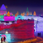Esculturas de hielo y nieve ya lucen preparadas para la edición del Festival de Harbin.