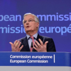Michel Barnier, en la rueda de prensa de este viernes en Bruselas.