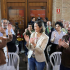 La ministra de Industria, Reyes Maroto, con el secretario general del PSCyL, Luis Tudanca, en la presentación de la candidatura de Teresa López a la Alcaldía de Medina del Campo.