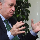 El ministro del Interior, Jorge Fernández Díaz, en la entrevista realizada en el Incibe el jueves