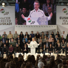 El lehendakari, Iñigo Urkullu durante su intervención en la presentación de los candidatos de dicho partido a las elecciones municipales y forales.