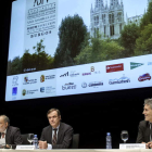 Grande-Marlaska, Navarro Miranda y Juanes, ayer, en la mesa redonda celebrada ayer en Burgos.