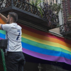 Preparativos del World Pride, en el barrio de Chueca de Madrid, el pasado miércoles.