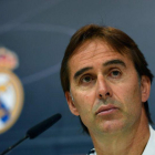 Julen Lopetegui, entrenador del Real Madrid, este viernes en rueda de prensa.