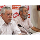 Los secretarios generales de UGT y CCOO, Ignacio Fernández Toxo y Cándido Méndez, esta mañana.