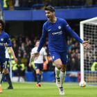 Álvaro Morata celebra el gol marcado frente al Tottenham en el derbi londinense. WILL OLIVER