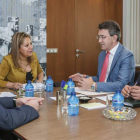 Calvo, Valdeón, Majo y Castañón, durante la reunión de ayer en la Diputación de León.