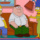 Imagen del episodio especial 'crossover' que emite Neox,m con los protagonistas de las series animadas 'Los Simpson' y 'Padre de familia'.