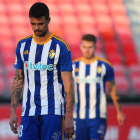 Erik Morán no entrenó ayer con el resto del equipo y su presencia el sábado es dudosa. L. DE LA MATA