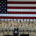 El presidente de EE UU, Barack Obama, con las tropas de la Marina en California.