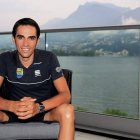 Contador, anunciando en Lugano su vuelta a la Vuelta.