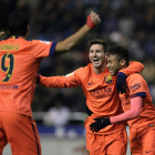Messi, Neymar y Luis Suárez tiran del carro azulgrana.