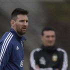 Messi, en un entrenamiento con la selección argentina en Ezeiza (Buenos Aires).